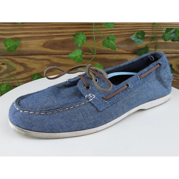 Old Navy Size 10 Boat Shoe Blue Fabric Medium (B, M)‎ Lace Up Women - Picture 1 of 11